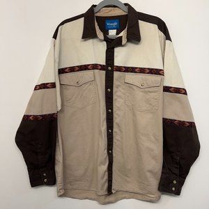 Wrangler Men's Casual Button Down Shirt - Cream, Brown, Black